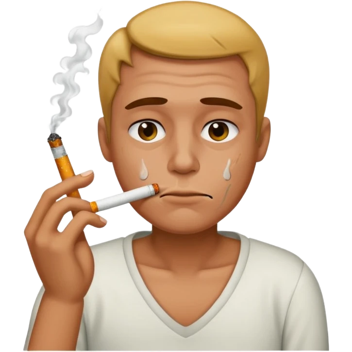 drunk and sweaty emoji smoking 7 cigarettes emoji