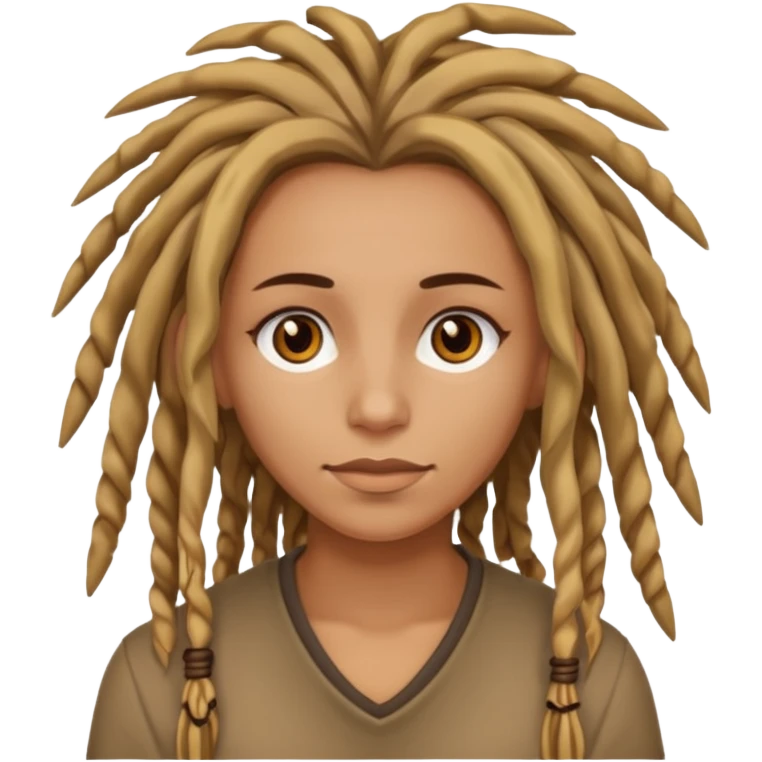 Brown and blonde dreads on tan woman emoji