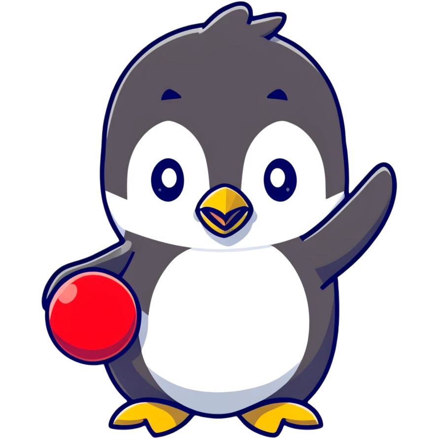 penguin with a ball emoji