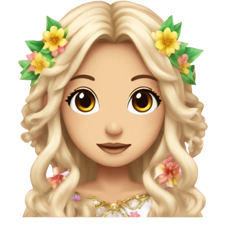 hime gyaru girl, elf princess, flowers in hair emoji