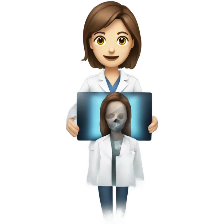 Women X-ray technologist with brown hair taking an X-ray  emoji