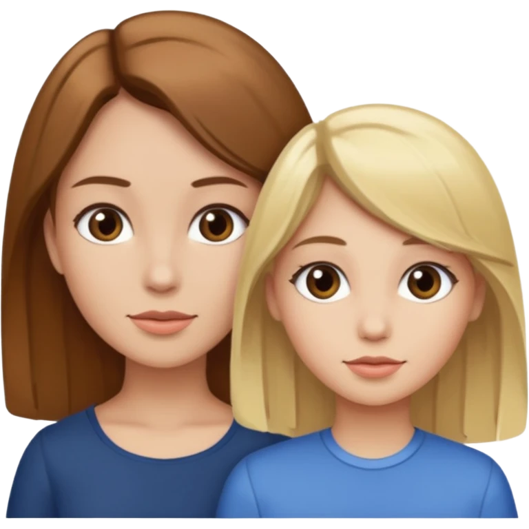 Maman cheveux marrons et fille cheveux blond emoji