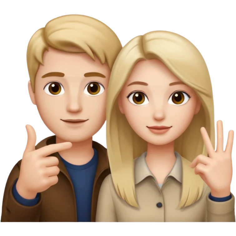 Portrait of 2 people (selfie style) 	•	Background: Remove or blur it / make it transparent (PNG) 	•	Style: Realistic, smooth edges, clear faces, keep hair and hand details emoji