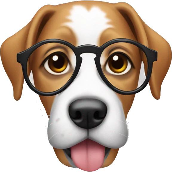 Dog wearing glasses emoji