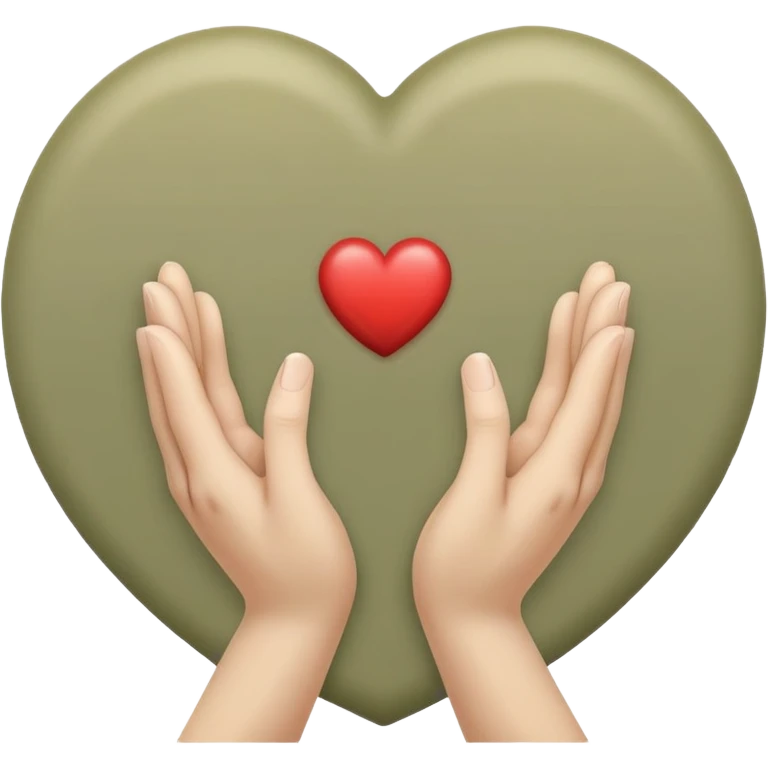 Hands joined in prayer with a pale olive heart emoji