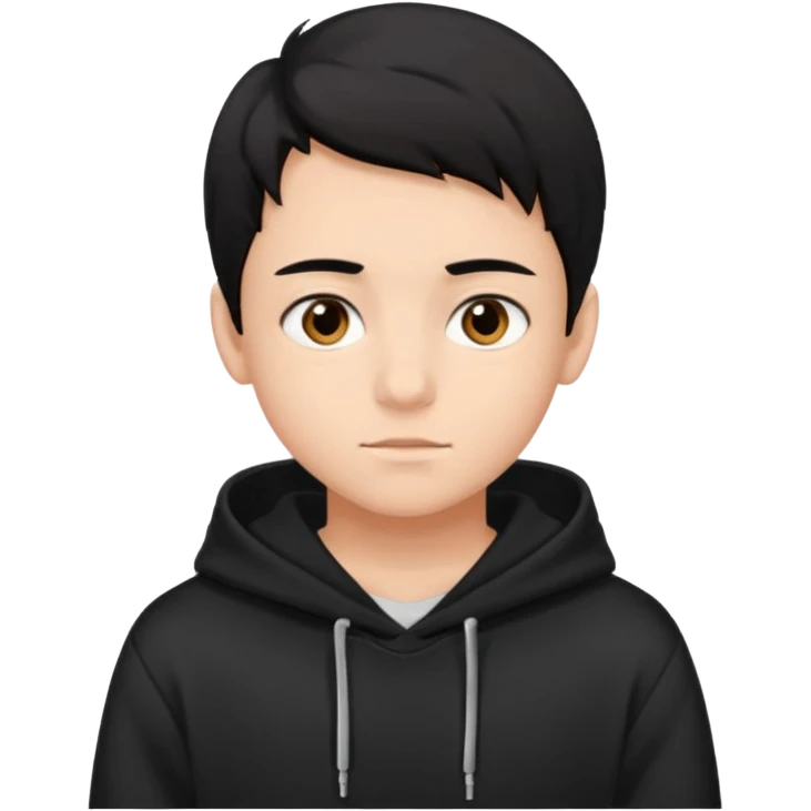 Chłopak brązowe oczy czarne włosy bluza czarna i taki bardziej żeby wyglądał na 15 latka emoji