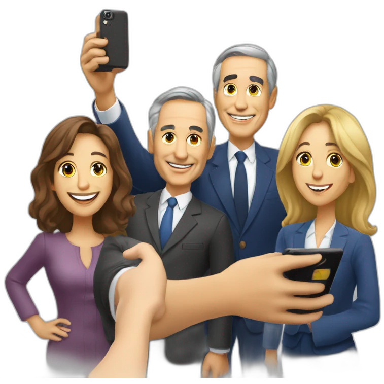 marcelo rebelo de sousa taking a selfie with people emoji