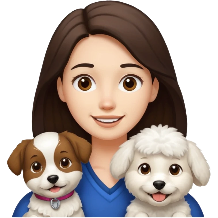 scottish man with stubble, brunette woman and white fluffy dog emoji