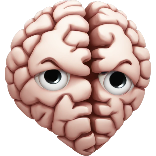 A brain looking at a broken heart sadly emoji