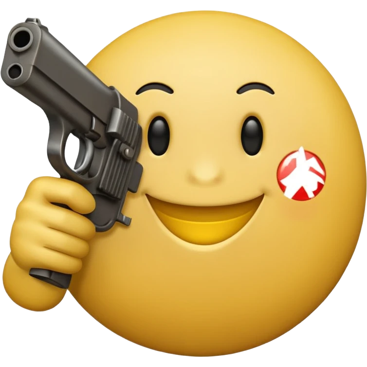 a smiley face holding a gun emoji