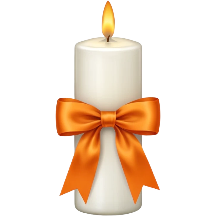 white candle with an orange ribbon emoji