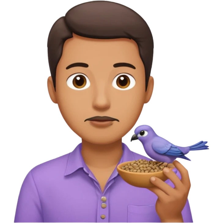 Guy eating bird seed with a lavender shirt on emoji