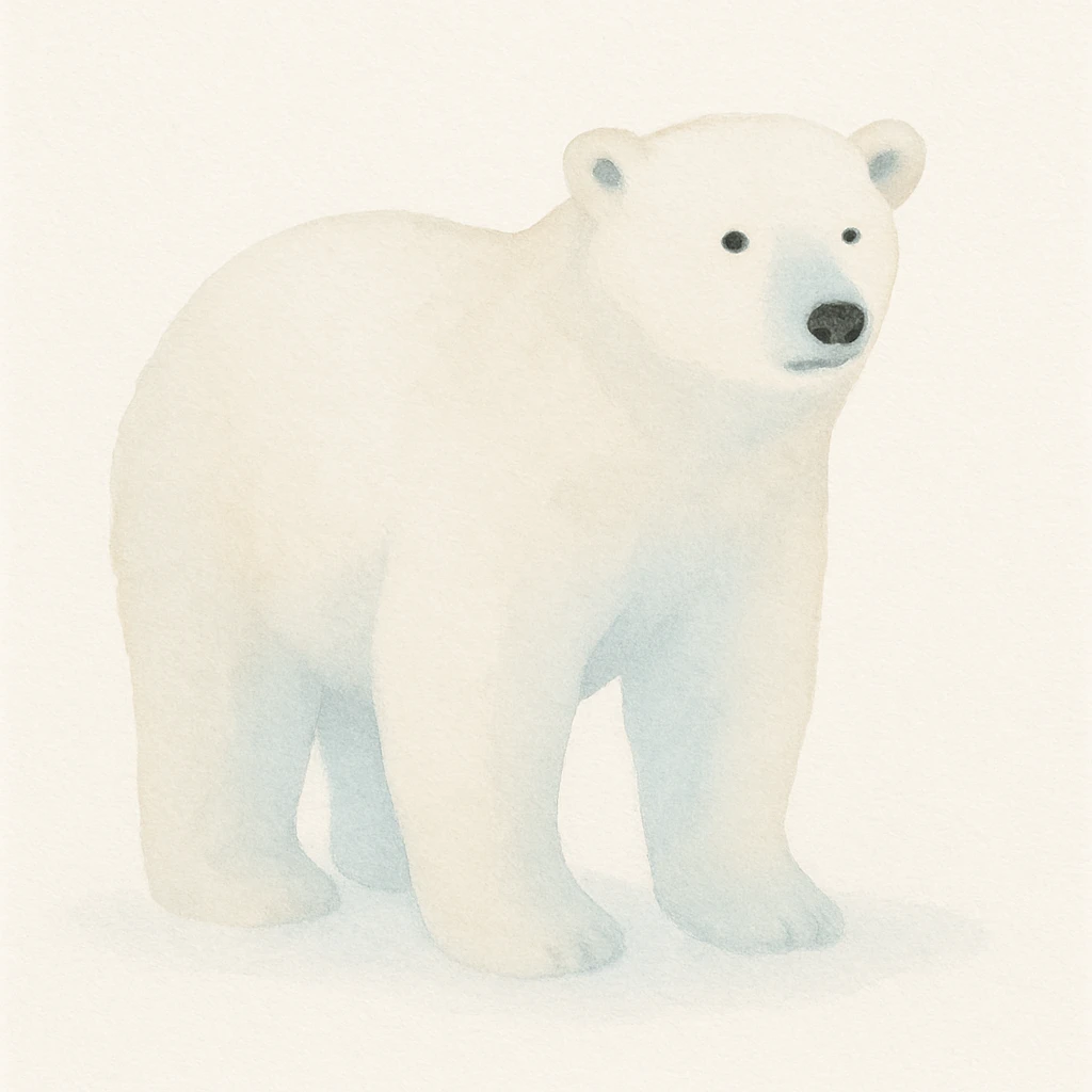 polar bear, soft edges, white fur, gentle blue shadows emoji