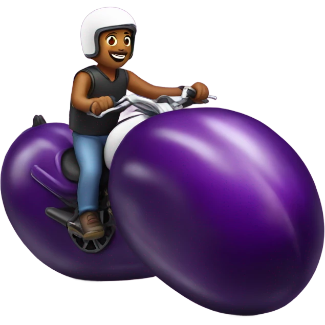 Biker riding an eggplant emoji