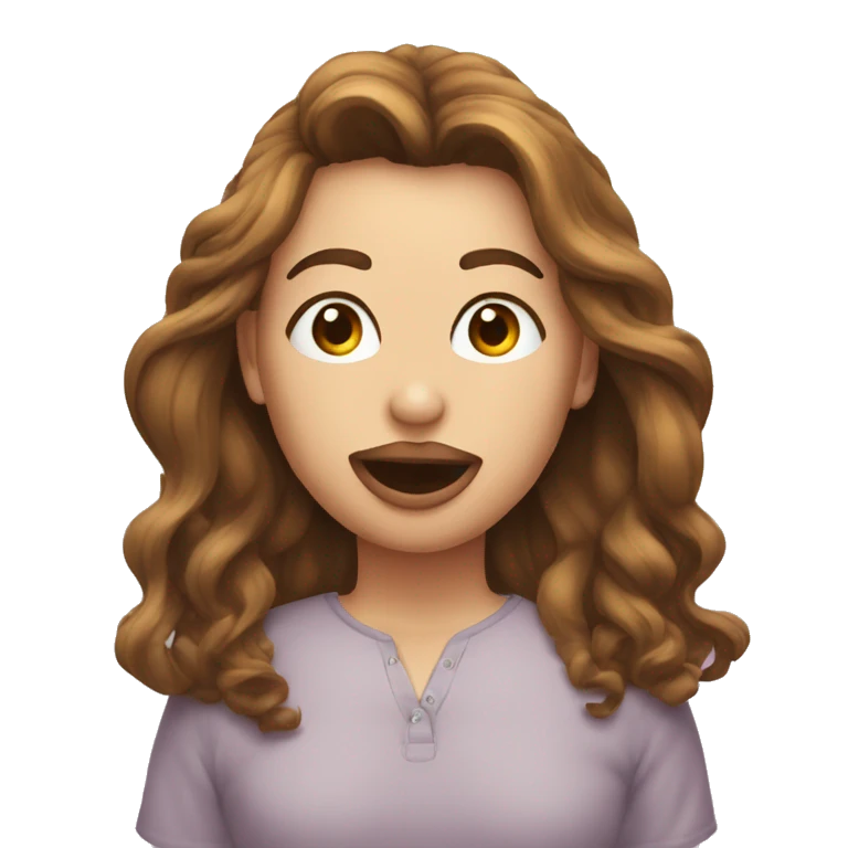 emoji con una ceja levantada y los labios inchados y un moño en el pelo emoji