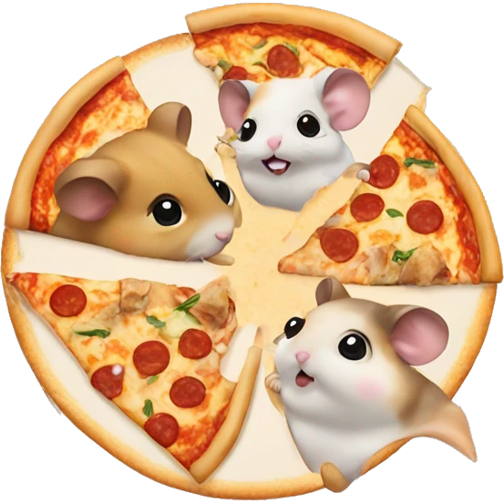 four hamsters eating pizza emoji