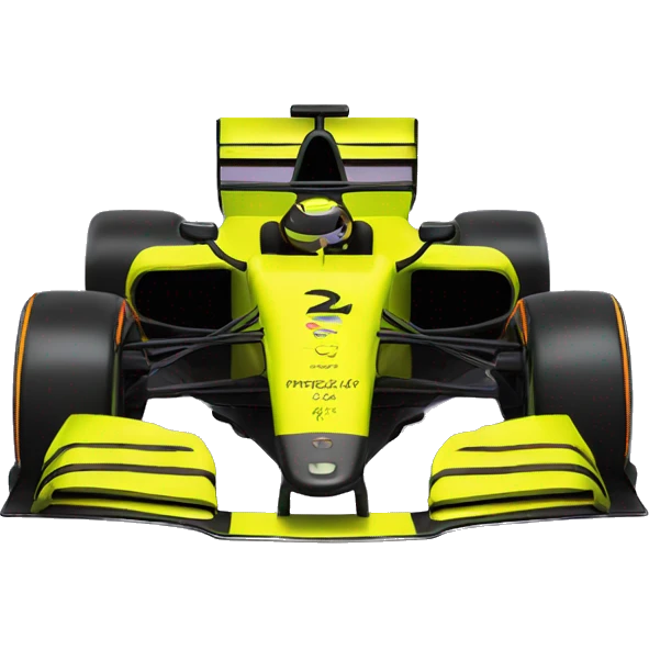 2024 miami livery mclaren formula 1 car with Fluorescent yellow helmet emoji