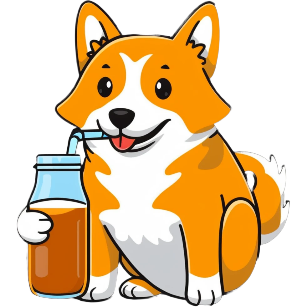 Dog drinks kombucha  emoji