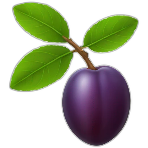 Plum fruit with leaf emoji