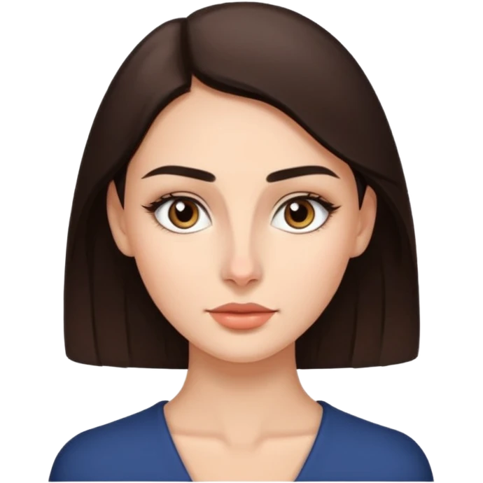 a brunette with thin nose almost sharp jaw line perfect eye brows  emoji