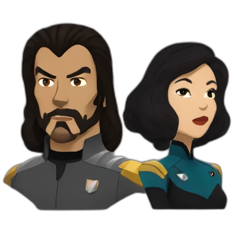 boris badanov and natasha fatale as klingons on star trek: lower decks emoji