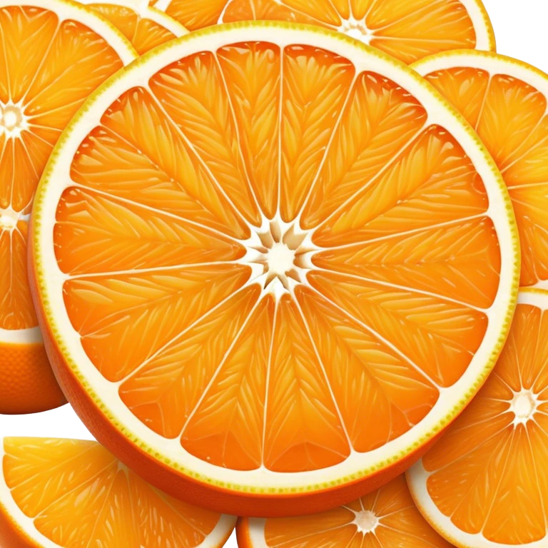 Cinematic juicy orange, sliced open to reveal glistening, bright citrus flesh, soft golden highlights, fresh and refreshing, natural and vibrant. emoji