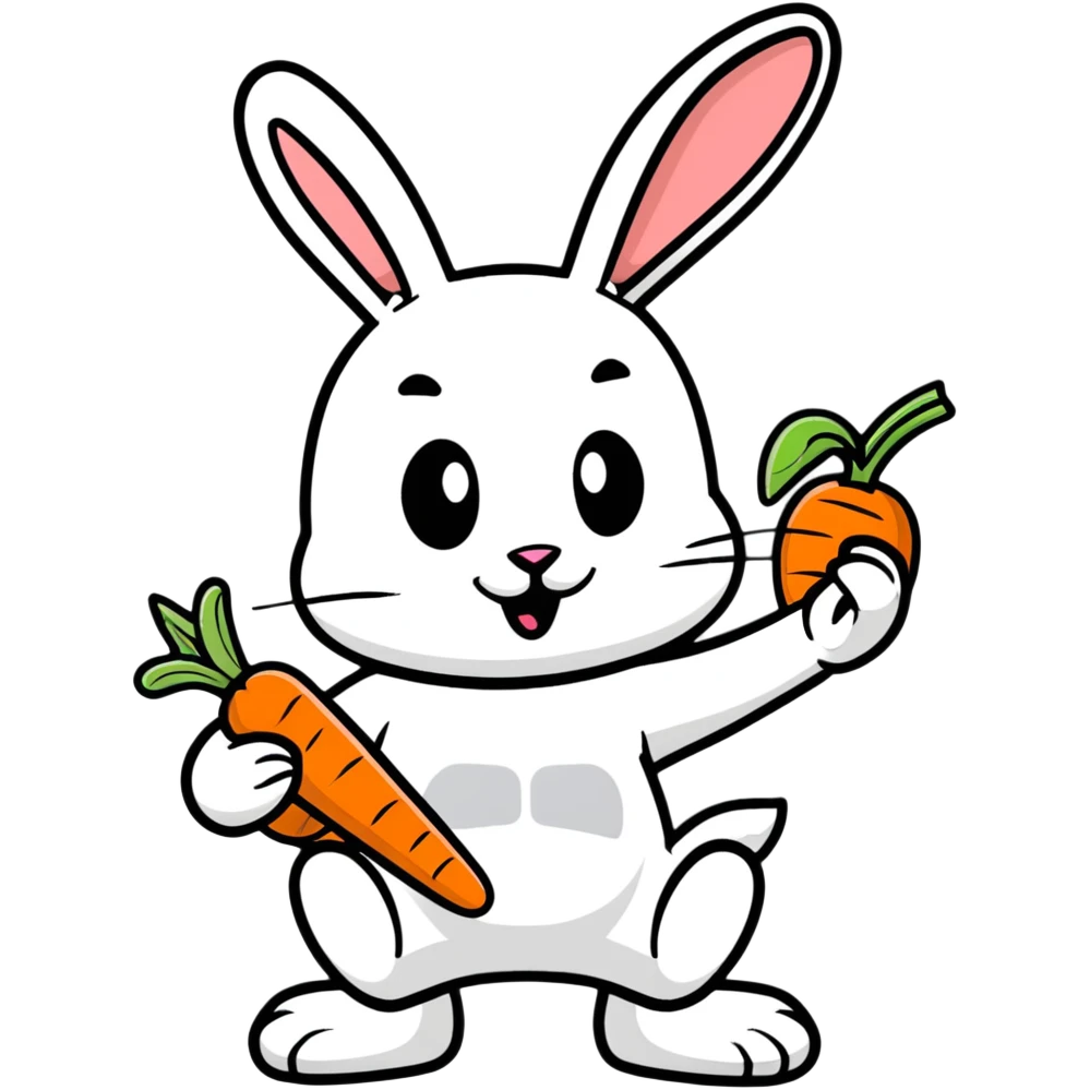 bugs bunny cartoon rabbit with carrot emoji