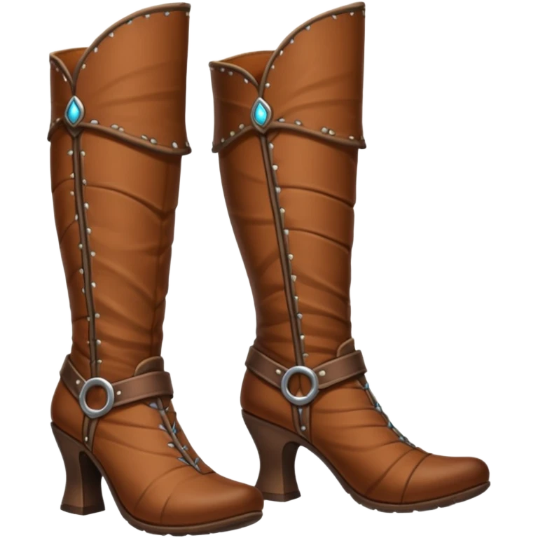 medievil boots, simple fantasy adveture boots, female, no laces, high heels emoji