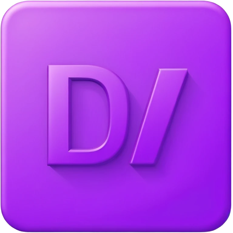 Illustration of simple Typography bold style lettering in purple, the letters "DV", isolated, flat vector design. No emoji icons, no emoji faces, no human figures, 4k hd professional quality emoji