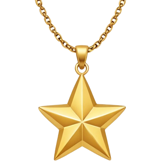 Star charm in necklace – golden star-shaped trinket.
 emoji