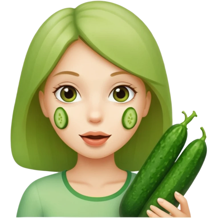 I want a girl emoji, sucking a cucumber and holding two more in her hands emoji