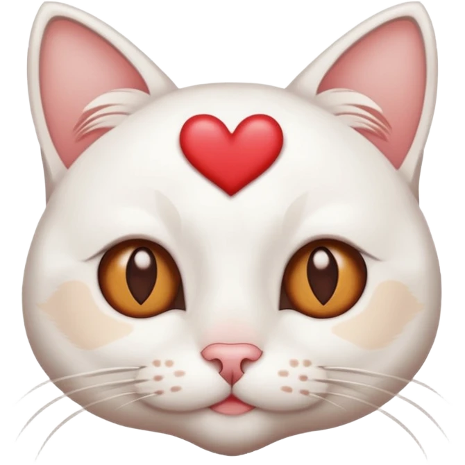 gato blanco con pocas manchitas marrones con corazones sobre los ojos  emoji