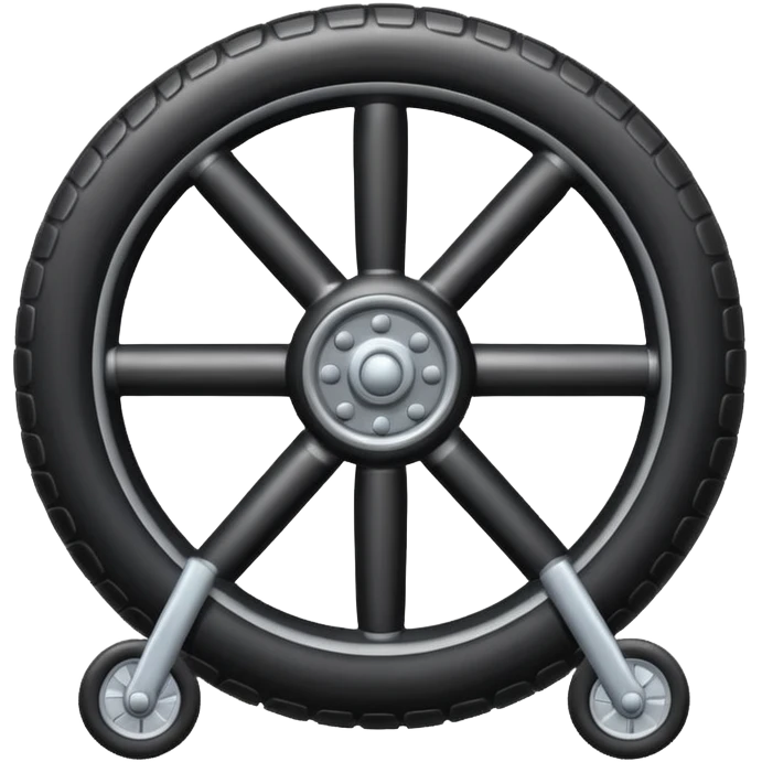 he aircraft's landing gear is one inflated, plump wheel with a strut, black in color, cartoon-style emoji