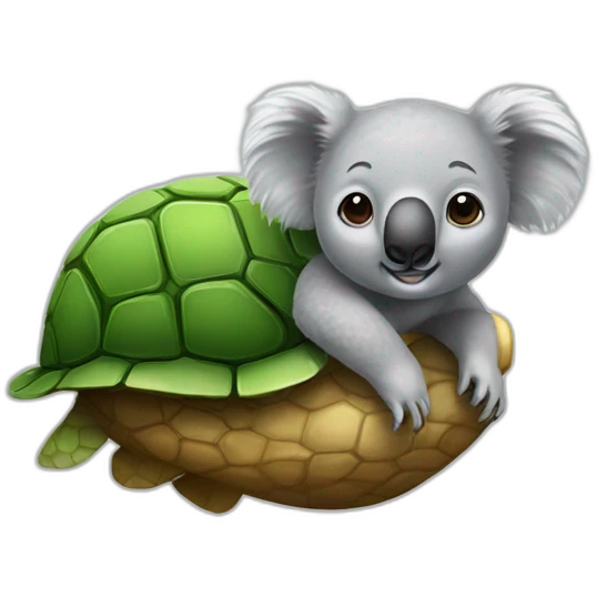 Koala on a turtle emoji