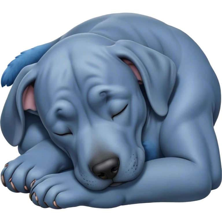 Meme-Worthy Cute Sleeping Blue Great Dane Portrait Emoji, Head resting peacefully with a contented smile, showcasing a delightfully massive build and a luxuriously soft blue Fur, eyes shut in a serene nap, Simplified yet hilariously adorable features, highly detailed, glowing with a soft, drowsy light, high shine, relaxed and utterly lovable, stylized with an air of playful laziness, bright and heartwarming, soft glowing outline, capturing the essence of a comically sleepy guardian, so meme-worthy it feels like it could instantly become the next viral sensation of adorable slumber! emoji
