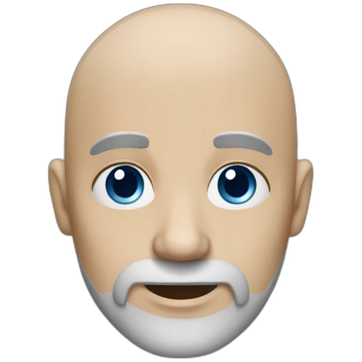Bald slightly older guy with blue eyes and dark grey beard and small eyebrows emoji