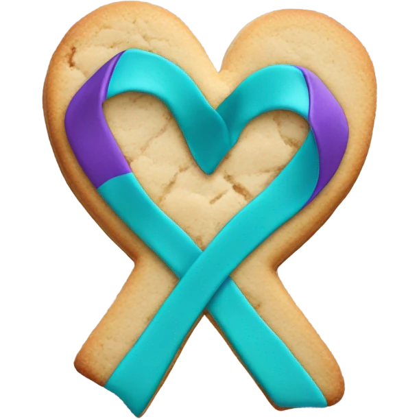 Purple teal Suicide awareness ribbon, heart cookie emoji
