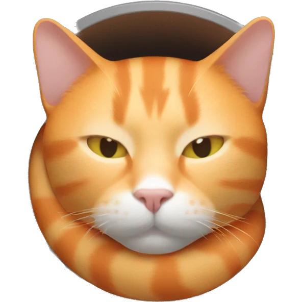 Orange cat sleep in Plastic bowl emoji