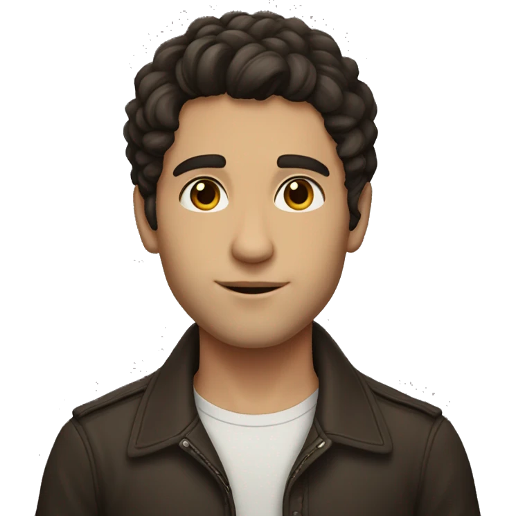 Heitor with Dark Brown Hair, white emoji