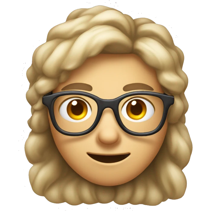 Grummeliger weiblicher Teenager mit langem Zopf und Brille  emoji