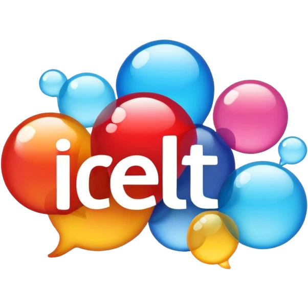 ielts logo with bubbles emoji