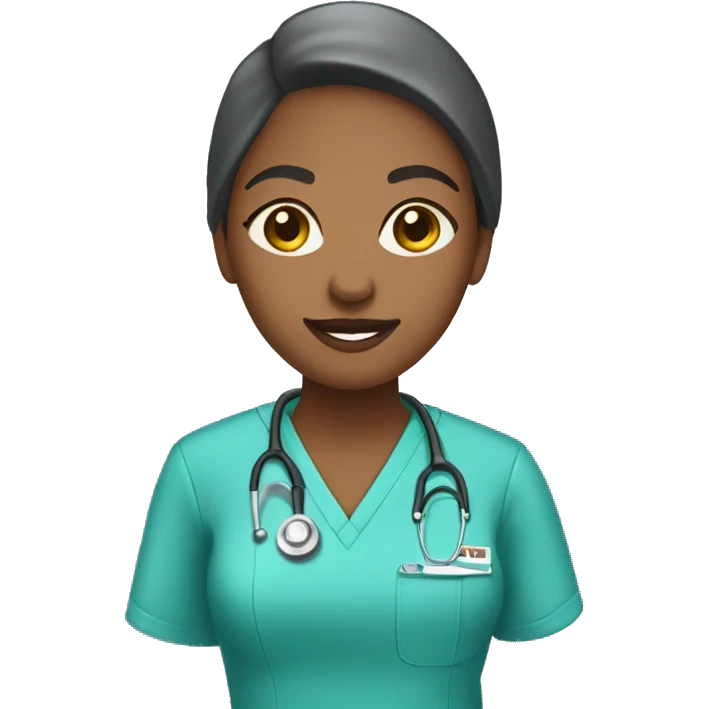 Female african american healthcare worker wearing scrubs facing left emoji