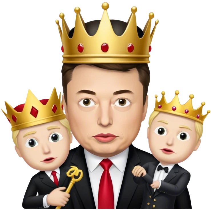 Elon musk as king and puppetmaster of Donald Trump bank robbers emoji