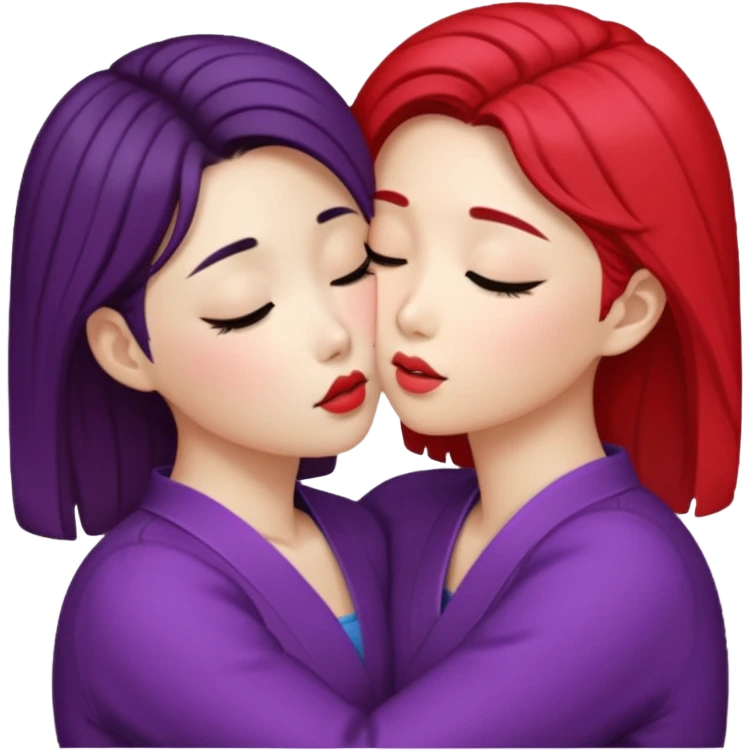 Korean lesbians, kissing emoji