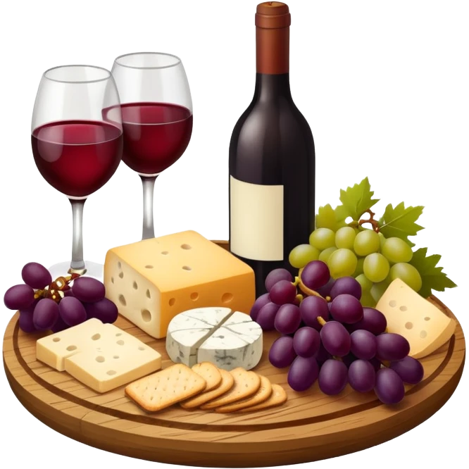 charcuterie board with wine emoji