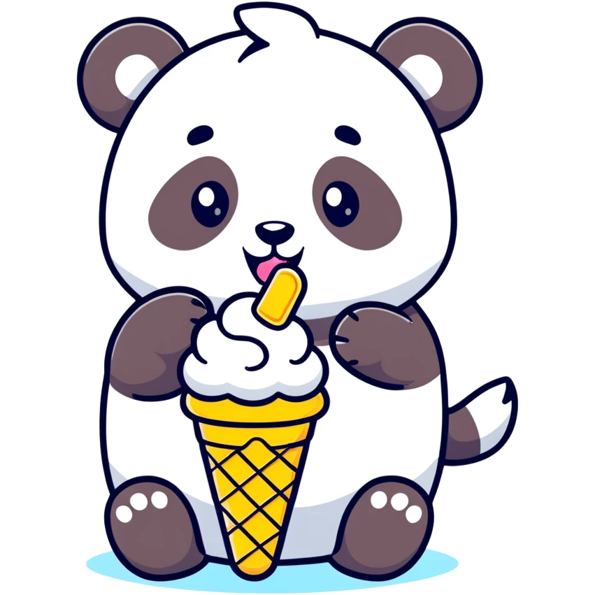 Panda eating ice cream emoji
