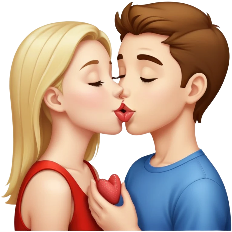 Girl and boy kissing with tounge emoji