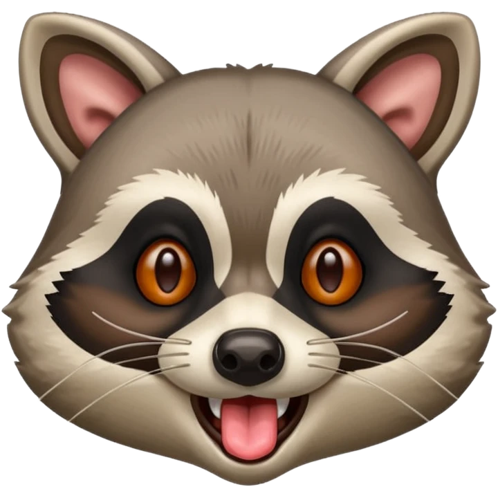 a raccoon with its tongue out with not red eyes  emoji
