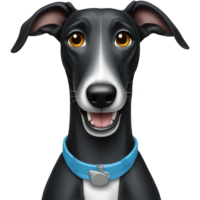 Black greyhound with braces emoji