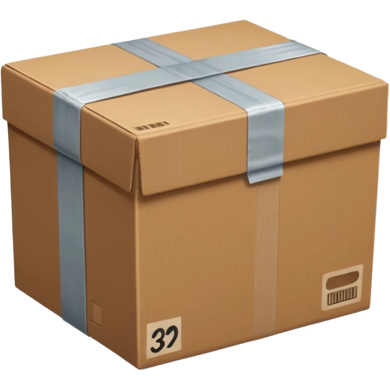 closed brown box with tape facing front forward emoji